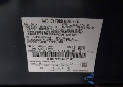 2016 Ford Taurus Sel z USA, uszkodzony, nr VIN 1FAHP2E95GG109885